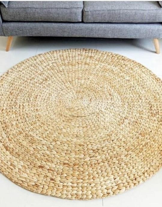 Karpet Bulat Polos Anyaman Asli Eceng Gondok